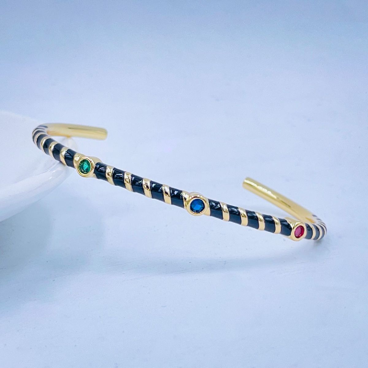 Hot Neon Pink Enamel Slim Studded Free Size Cuff Kada Bangle Bulk