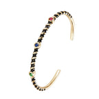 Hot Neon Pink Enamel Slim Studded Free Size Cuff Kada Bangle Bulk