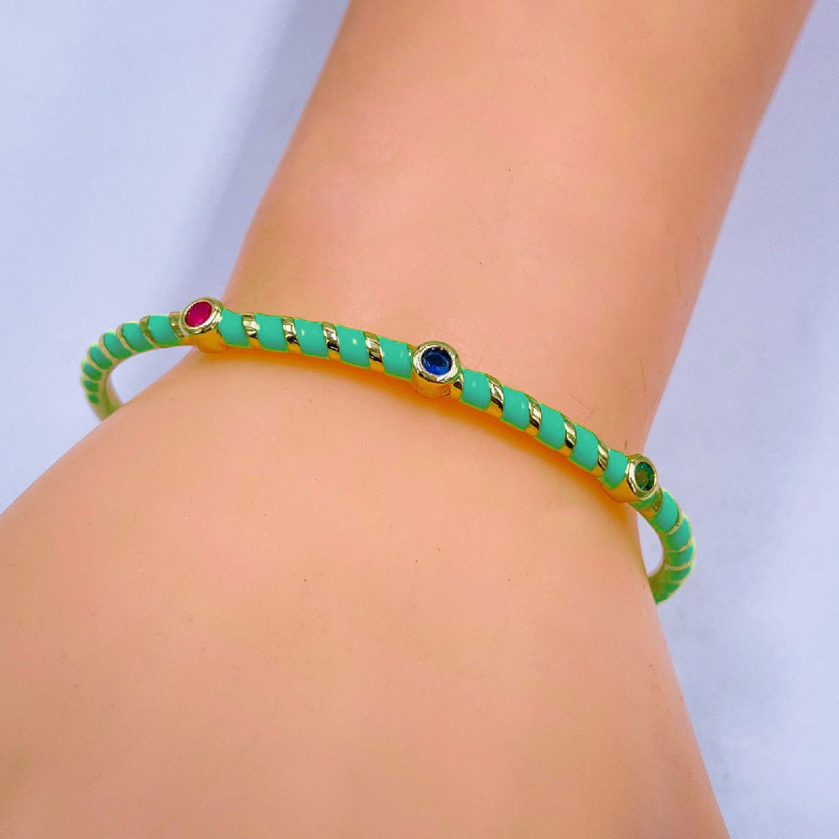 Hot Neon Pink Enamel Slim Studded Free Size Cuff Kada Bangle Bulk
