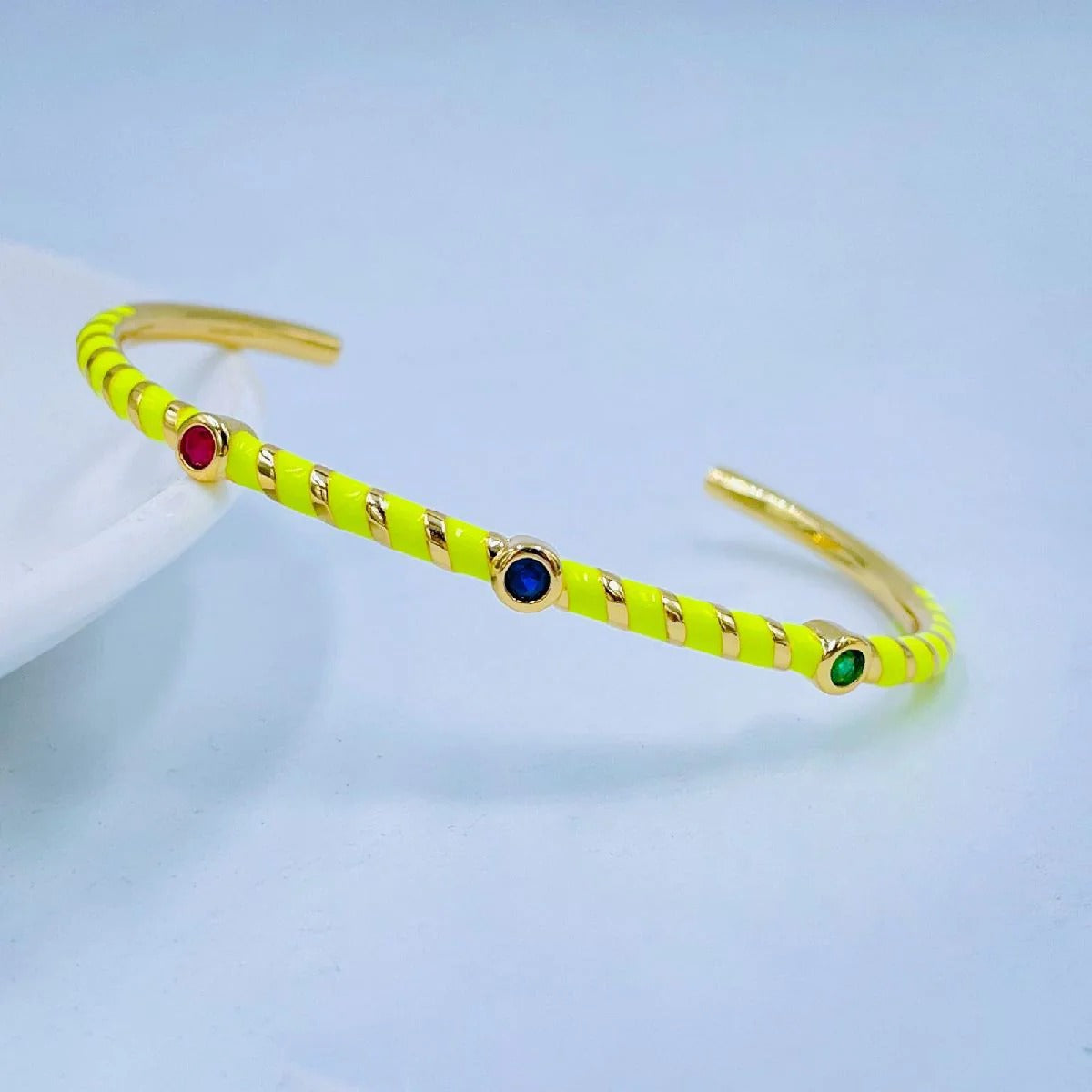 Hot Neon Pink Enamel Slim Studded Free Size Cuff Kada Bangle Bulk