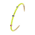 Hot Neon Pink Enamel Slim Studded Free Size Cuff Kada Bangle Bulk