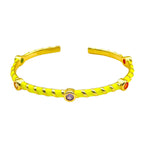 Hot Neon Pink Enamel Slim Studded Free Size Cuff Kada Bangle Bulk