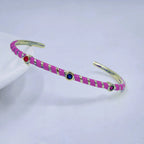 Hot Neon Pink Enamel Slim Studded Free Size Cuff Kada Bangle Bulk