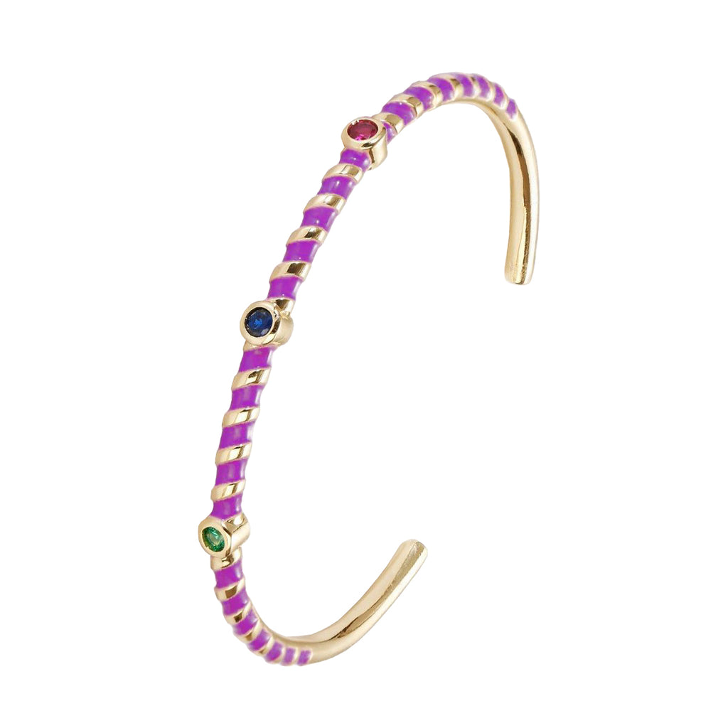 Hot Neon Pink Enamel Slim Studded Free Size Cuff Kada Bangle Bulk