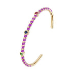 Hot Neon Pink Enamel Slim Studded Free Size Cuff Kada Bangle Bulk