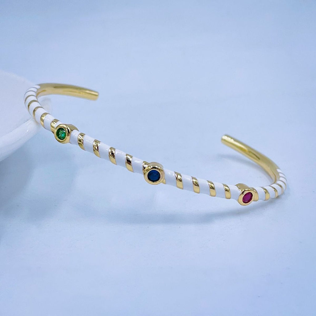 Hot Neon Pink Enamel Slim Studded Free Size Cuff Kada Bangle Bulk