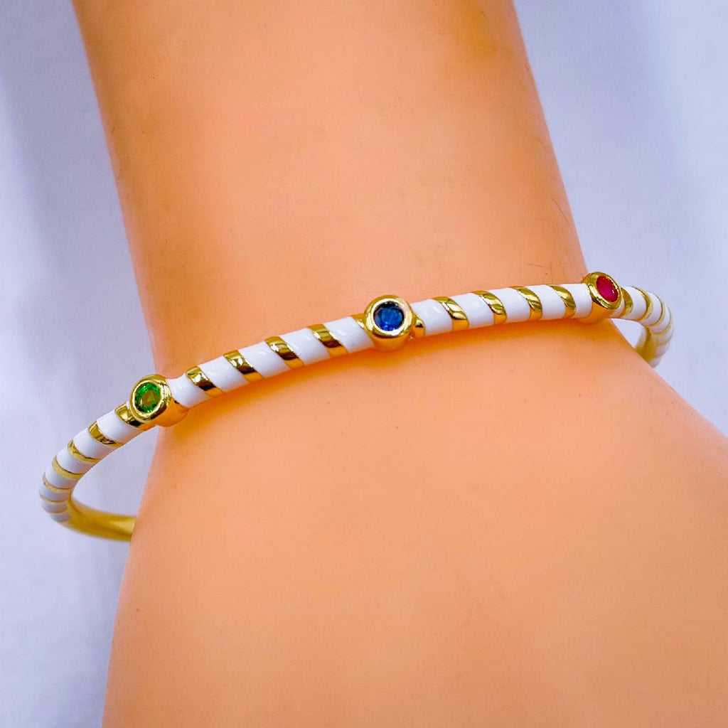 Hot Neon Pink Enamel Slim Studded Free Size Cuff Kada Bangle Bulk