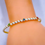 Hot Neon Pink Enamel Slim Studded Free Size Cuff Kada Bangle Bulk