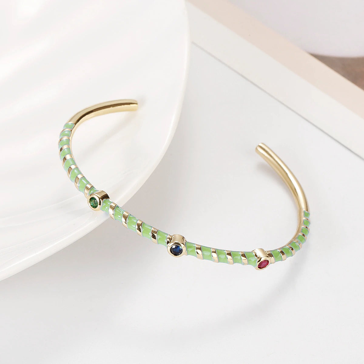 Hot Neon Pink Enamel Slim Studded Free Size Cuff Kada Bangle Bulk
