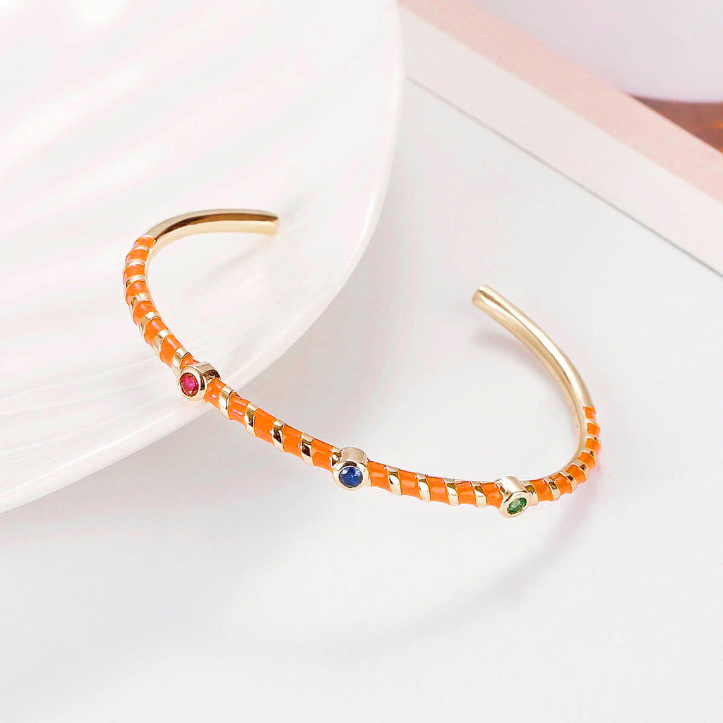 Hot Neon Pink Enamel Slim Studded Free Size Cuff Kada Bangle Bulk