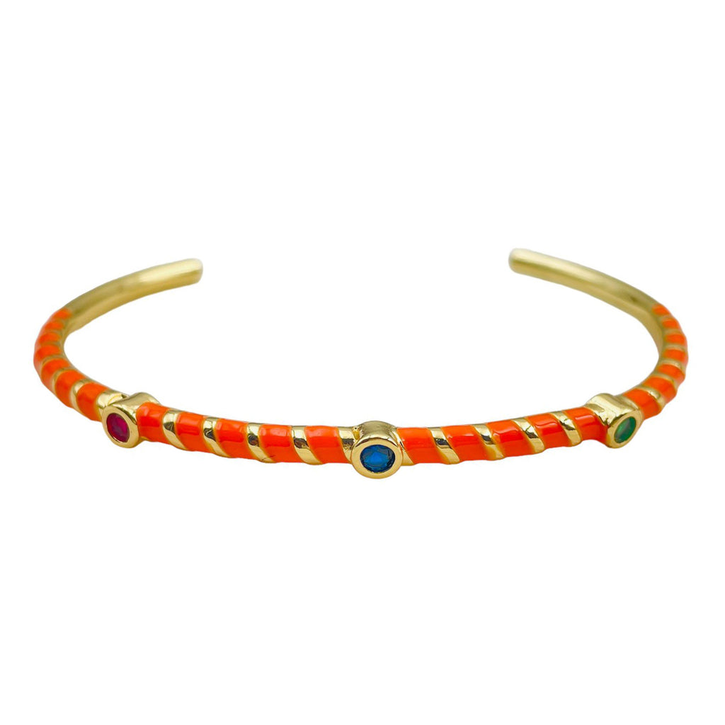 Hot Neon Pink Enamel Slim Studded Free Size Cuff Kada Bangle Bulk