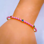 Hot Neon Pink Enamel Slim Studded Free Size Cuff Kada Bangle Bulk