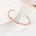 Hot Neon Pink Enamel Slim Studded Free Size Cuff Kada Bangle Bulk