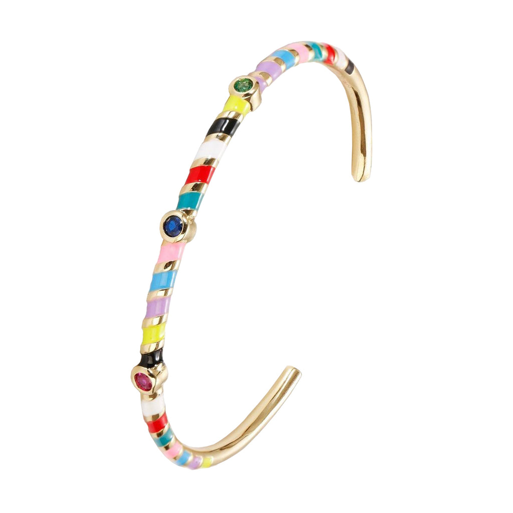 Hot Neon Pink Enamel Slim Studded Free Size Cuff Kada Bangle Bulk