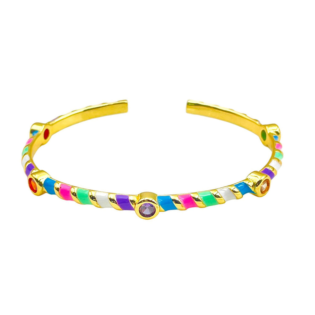 Hot Neon Pink Enamel Slim Studded Free Size Cuff Kada Bangle Bulk