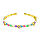 Hot Neon Pink Enamel Slim Studded Free Size Cuff Kada Bangle Bulk