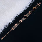 Black Clover Triple Chain 18K Rose Gold Stainless Steel Bracelet Bulk