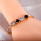 Black Clover Cubic Zirconia 18K Rose Gold Stainless Steel Kada Bulk