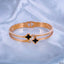 Black Dual Clover Flower CZ 18K Rose Gold Stainless Steel Kada Bulk