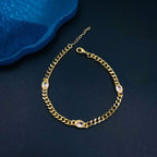 White Cubic Zirconia 18K Gold Curb Chain Bracelet For Women Bulk