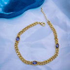 White Cubic Zirconia 18K Gold Curb Chain Bracelet For Women Bulk
