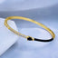 Black Spinel CZ Slim Pear Enamel 18K Gold Cuff Bracelet Bulk