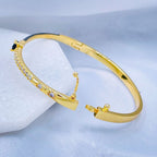 Black Spinel CZ Slim Pear Enamel 18K Gold Cuff Bracelet Bulk