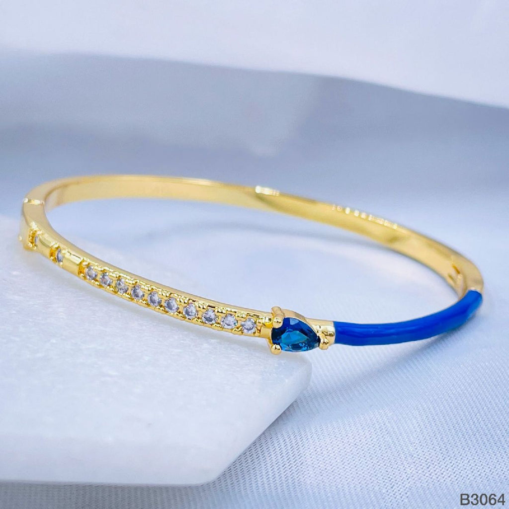 Black Spinel CZ Slim Pear Enamel 18K Gold Cuff Bracelet Bulk