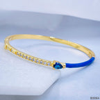 Black Spinel CZ Slim Pear Enamel 18K Gold Cuff Bracelet Bulk