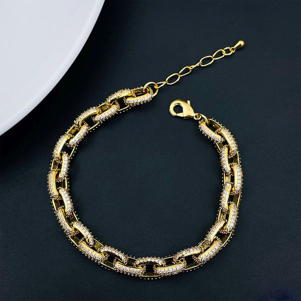 Hip Hop Iced Out Studded Curb Chunky Links Gold Chain Bracelet Bulk Main image
