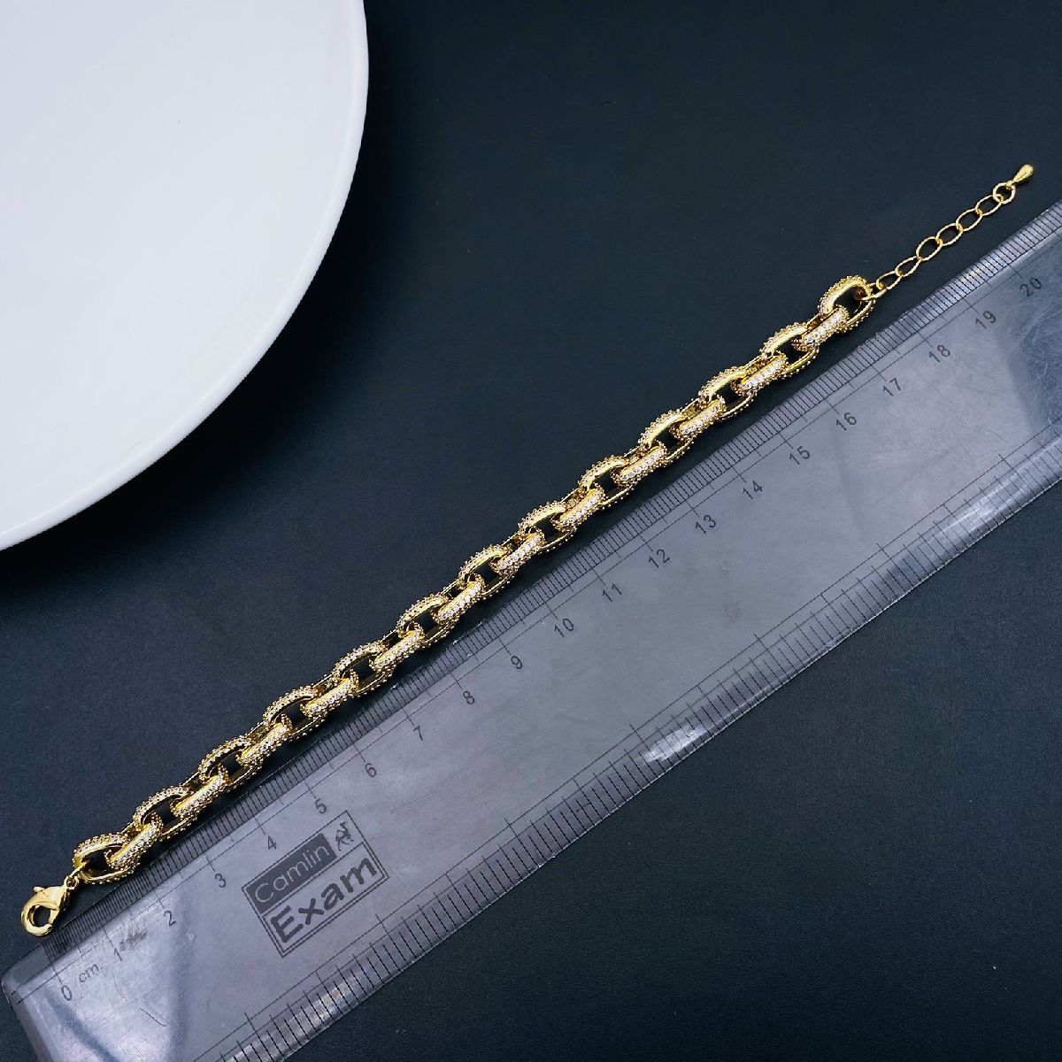Hip Hop Iced Out Studded Curb Chunky Links Gold Chain Bracelet Bulk