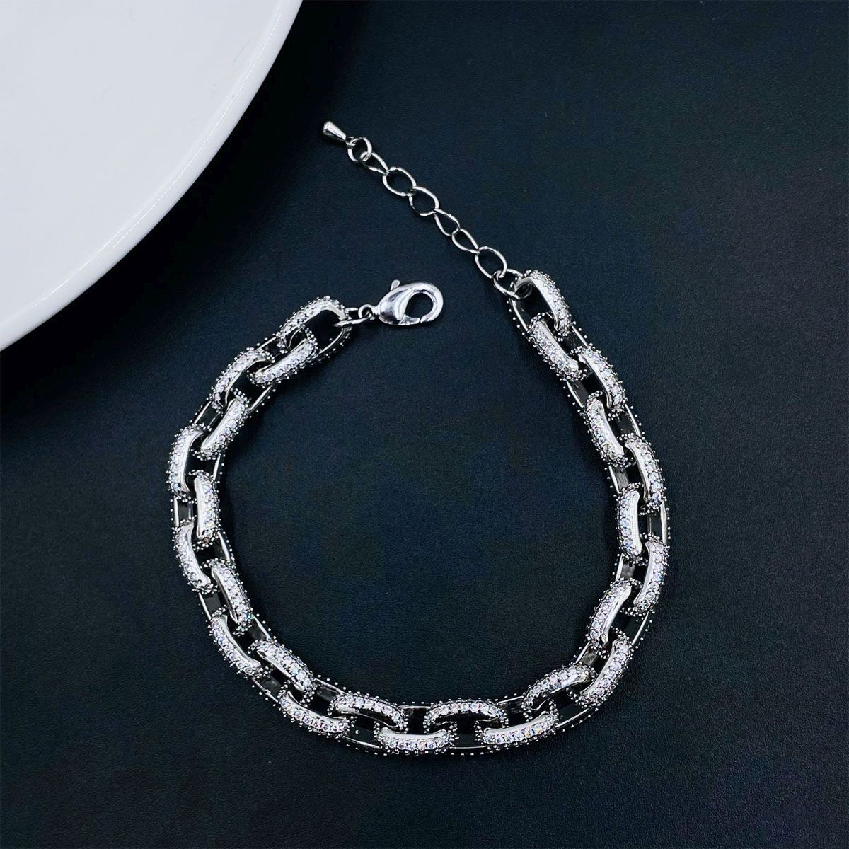 Hip Hop Iced Out Studded Curb Chunky Links Gold Chain Bracelet Bulk