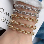 Hip Hop Iced Out Studded Curb Chunky Links Gold Chain Bracelet Bulk