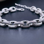 Hip Hop Iced Out Studded Curb Chunky Links Gold Chain Bracelet Bulk