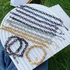 Hip Hop Iced Out Studded Curb Chunky Links Gold Chain Bracelet Bulk