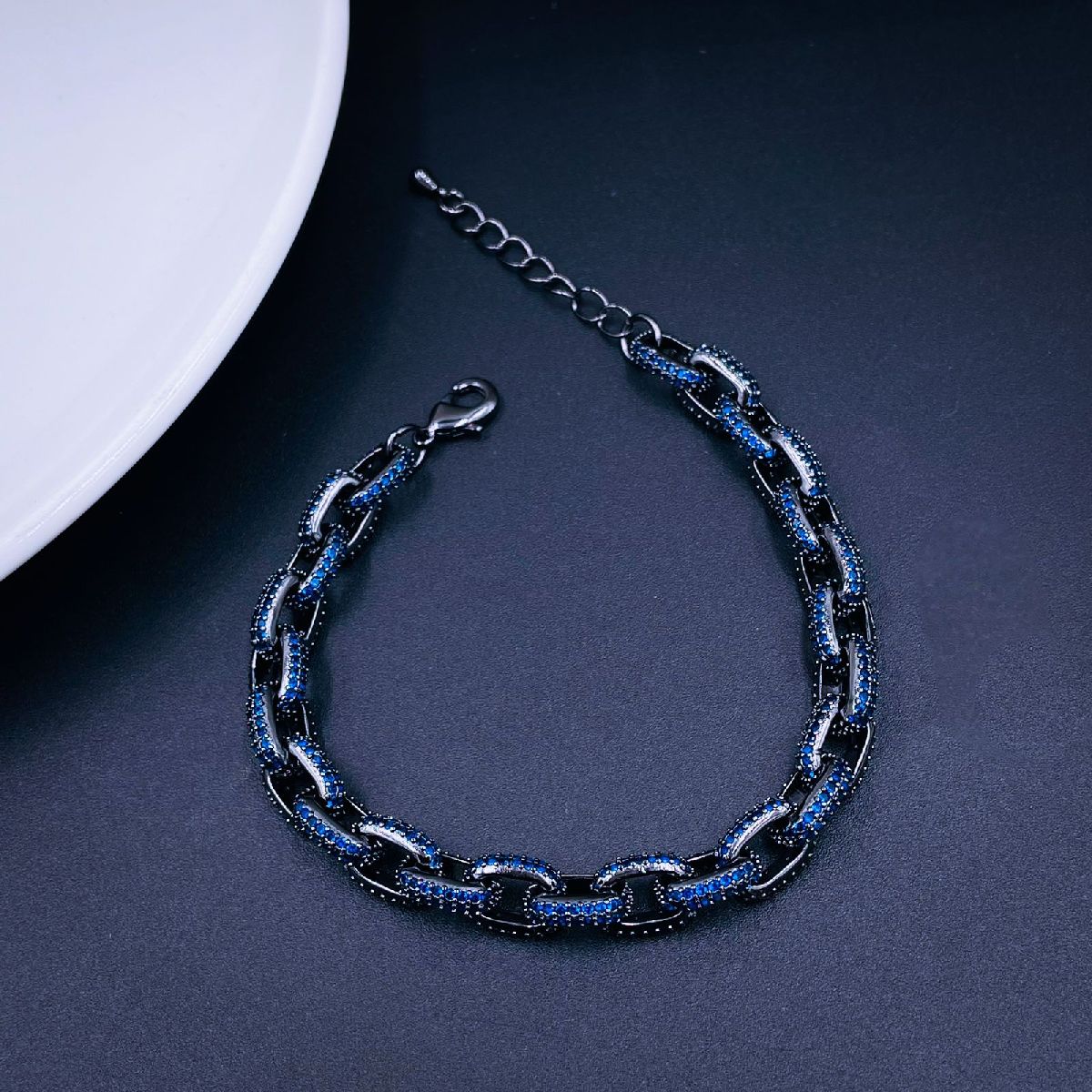 Hip Hop Iced Out Studded Curb Chunky Links Gold Chain Bracelet Bulk