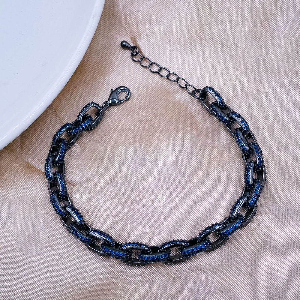 Hip Hop Iced Out Studded Curb Chunky Links Gold Chain Bracelet Bulk