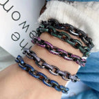 Hip Hop Iced Out Studded Curb Chunky Links Gold Chain Bracelet Bulk