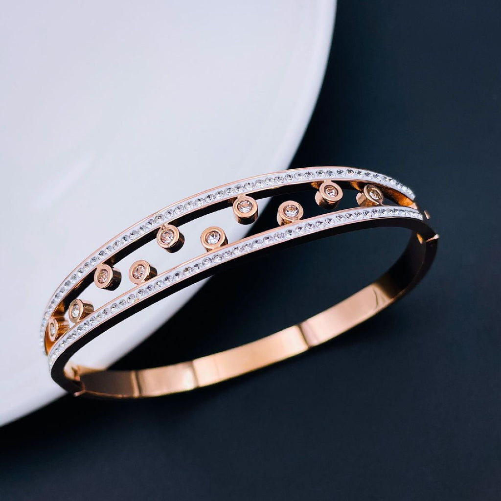 Celstra Cubic Zirconia 18K Gold Stainless Steel Openable Kada Bulk