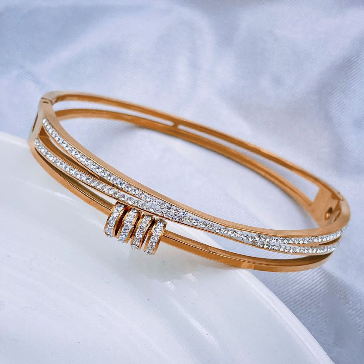Eternity Rings Celstra CZ 18K Gold Stainless Steel Openable Kada Bulk Secondary image