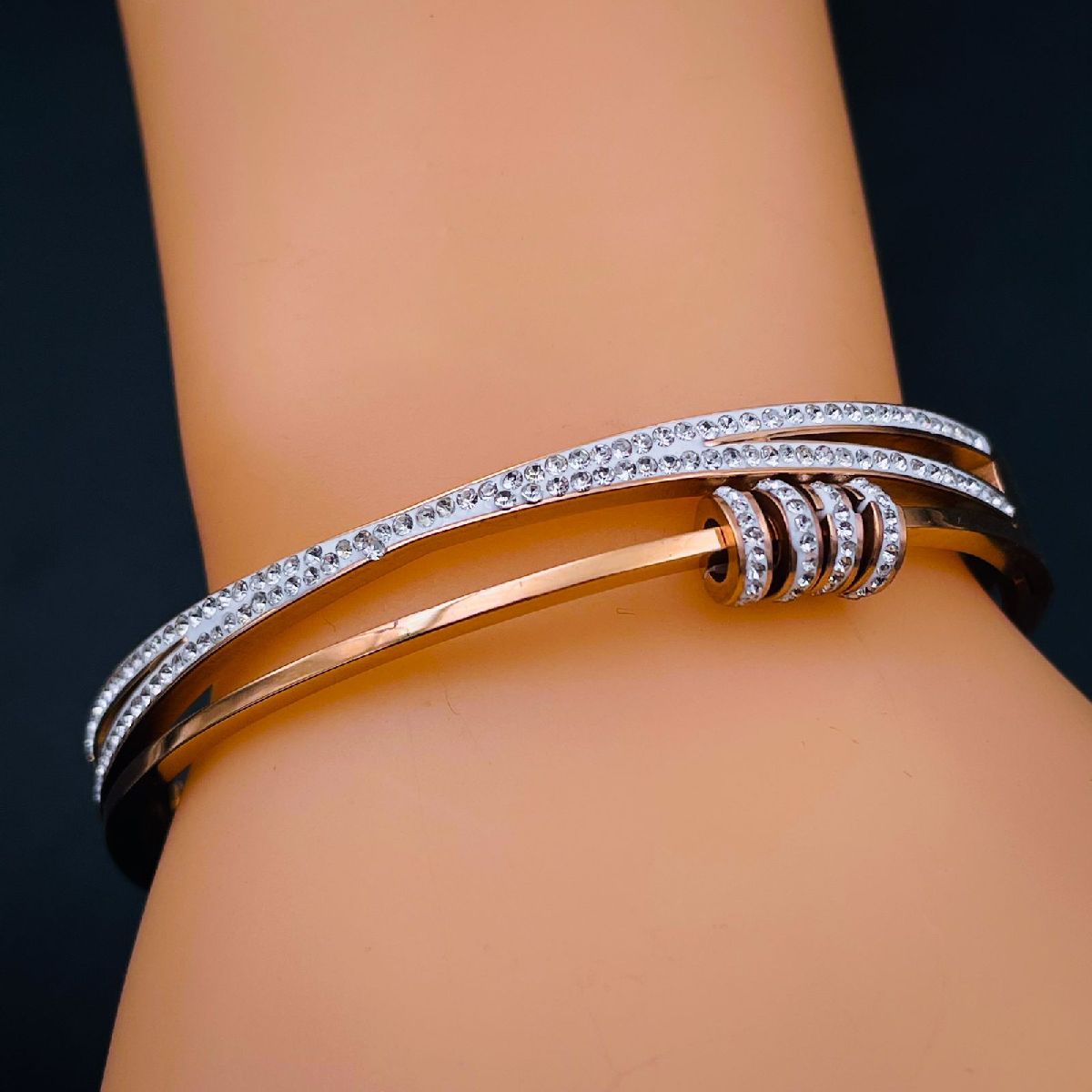 Eternity Rings Celstra CZ 18K Gold Stainless Steel Openable Kada Bulk