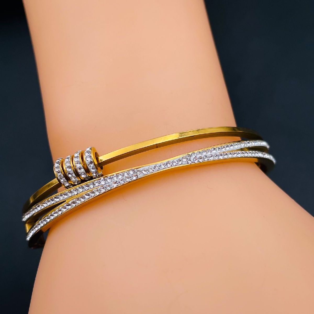 Eternity Rings Celstra CZ 18K Gold Stainless Steel Openable Kada Bulk