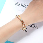 Criss Cross Ribbon CZ 18K Gold Stainless Steel Openable Kada Bulk