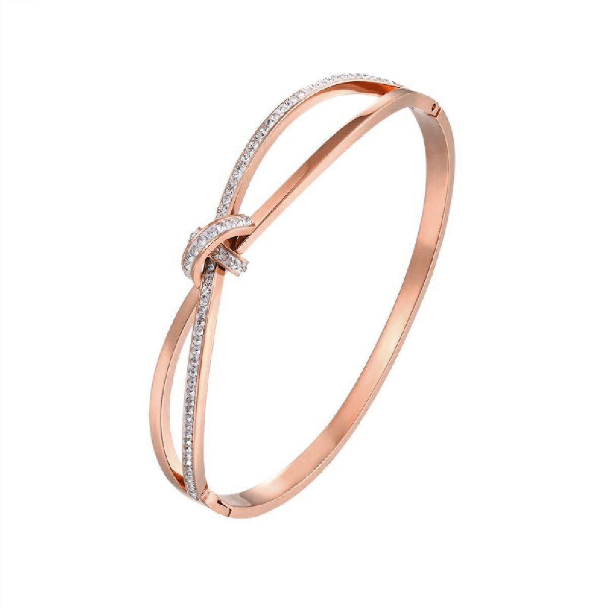 Criss Cross Ribbon CZ 18K Gold Stainless Steel Openable Kada Bulk
