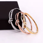 Criss Cross Ribbon CZ 18K Gold Stainless Steel Openable Kada Bulk