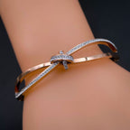 Criss Cross Ribbon CZ 18K Gold Stainless Steel Openable Kada Bulk