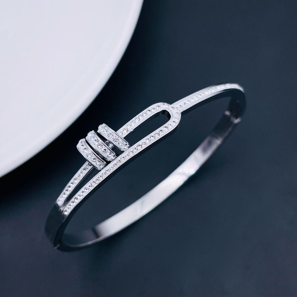 Triple Rings CZ 18K Rose Gold Stainless Steel Openable Kada Bulk
