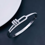 Triple Rings CZ 18K Rose Gold Stainless Steel Openable Kada Bulk