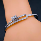 Triple Rings CZ 18K Rose Gold Stainless Steel Openable Kada Bulk