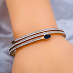 Sapphire Blue CZ 18K Rose Gold Stainless Steel Openable Kada Bulk